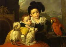 Portrait of Sergei and Pyotr Kolosov (Giraysky), 1819. Creator: Courteille, Nicolas, de (1768-after 1830)