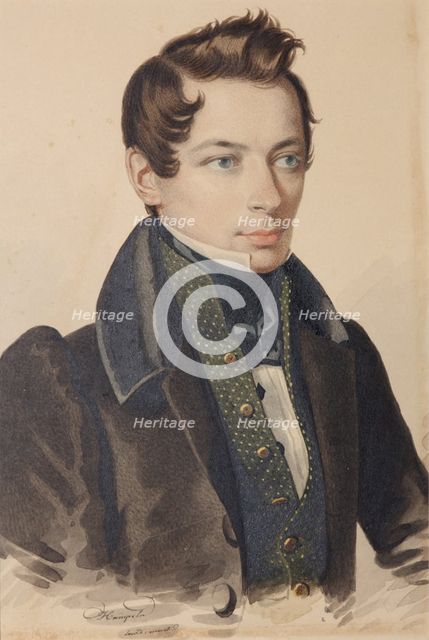 Portrait of Sergei Fyodorovich Plautin (1798-1881), 1830s. Creator: Hampeln, Carl, von (1794-after 1880).
