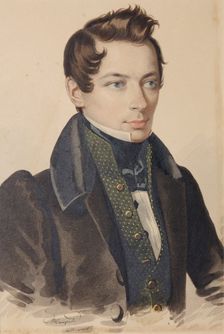 Portrait of Sergei Fyodorovich Plautin (1798-1881), 1830s. Creator: Hampeln, Carl, von (1794-after 1880)