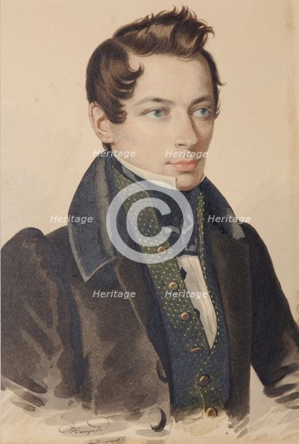 Portrait of Sergei Fyodorovich Plautin (1798-1881), 1830s. Creator: Hampeln, Carl, von (1794-after 1880).
