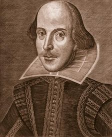 Portrait of Shakespeare, 1623. Creator: Martin Droeshout or English School?