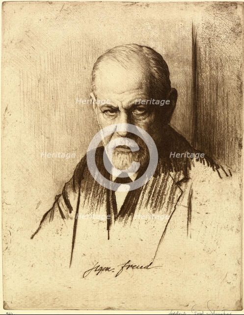 Portrait of Sigmund Freud (1856-1939), 1926. Artist: Schmutzer, Ferdinand (1870-1928)