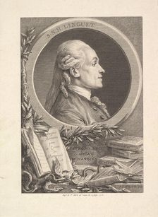 Portrait of Simon-Nicolas-Henri Linguet, 1773. Creators: Augustin de Saint-Aubin, Pierre Philippe Choffard