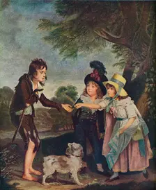 Portrait of Sir Francis Ford’s Children Giving a Coin to a Beggar Boy. Exhibited 1793 (1906). Artist: Charles Wilkinson