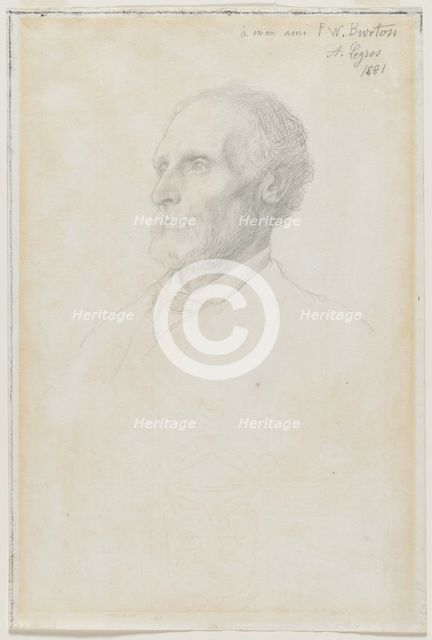 Portrait of Sir Frederick W. Burton, Director of the National Gallery, London, 1881. Creator: Alphonse Legros (French, 1837-1911).