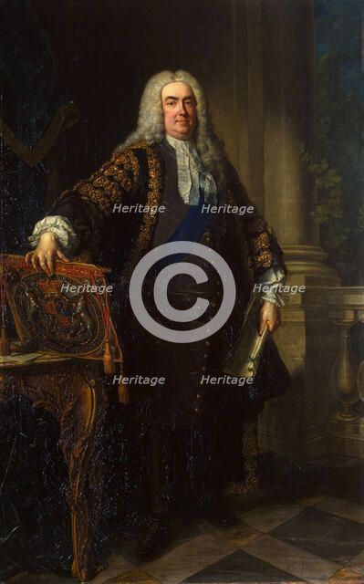 Portrait of Sir Robert Walpole, 1st Earl of Orford', (1676-1745), 1740.  Creator: Van Loo, Jean Baptiste (1684-1745).
