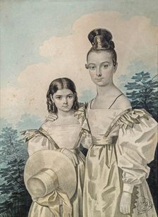 Portrait of Sisters Sofia Petrovna (1823-1877) and Alexandra Petrovna (1821-1880) Ushakov, 1830s