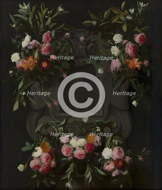 Portrait of Stadholder-King William III (1650-1702) surrounded by a Garland of Flowers. Creator: Daniel Seghers.