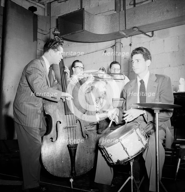 Portrait of Stan Kenton, Kai Winding, Eddie Safranski, Pete Rugolo, and Shelly Manne, N.Y.(?), 1947. Creator: William Paul Gottlieb.
