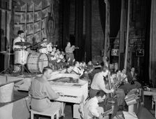 Portrait of Stan Kenton, Laurindo Almeida, Eddie Safranski, Bob Cooper, Art...Richmond, Va.(?), 1947 Creator: William Paul Gottlieb