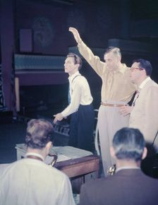 Portrait of Stan Kenton, Pete Rugolo, and Bob Graettinger, Richmond, Va.(?), 1947 or 1948. Creator: William Paul Gottlieb