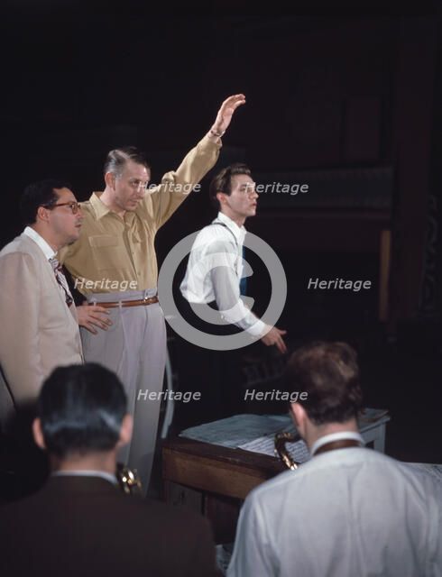 Portrait of Stan Kenton, Pete Rugolo, and Bob Graettinger, Richmond, Va.(?), 1947 or 1948. Creator: William Paul Gottlieb.