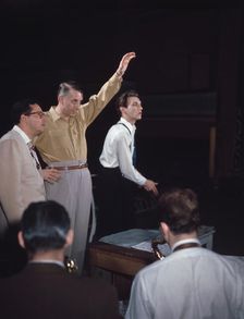 Portrait of Stan Kenton, Pete Rugolo, and Bob Graettinger, Richmond, Va.(?), 1947 or 1948. Creator: William Paul Gottlieb