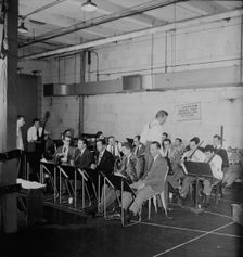 Portrait of Stan Kenton, Pete Rugolo, Eddie Safranski, Shelly Manne...N.Y.(?), ca. Jan. 1947. Creator: William Paul Gottlieb