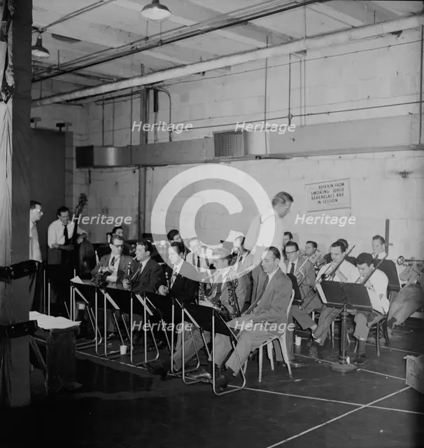 Portrait of Stan Kenton, Pete Rugolo, Eddie Safranski, Shelly Manne...N.Y.(?), ca. Jan. 1947. Creator: William Paul Gottlieb.