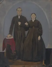 Portrait of standing couple, 1860s-1880s. Creator: Unknown