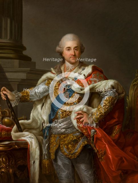 Portrait of Stanislaus Augustus Poniatowski in Coronation Robes, c1790. Creator: Marcello Bacciarelli.