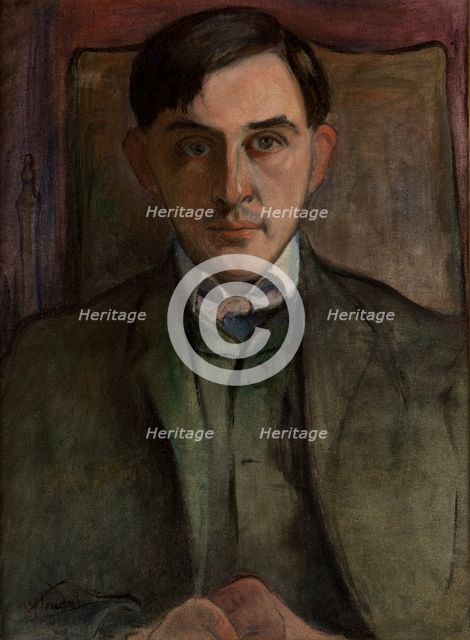 Portrait of Stanislaw Ignacy Witkiewicz, between 1906-1916. Creator: Wladyslaw Slewinski.