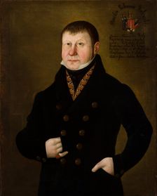 Portrait of Stanislaw Walewski Coat of Arms Kolumna, 1826. Creator: Jakub Rucinski