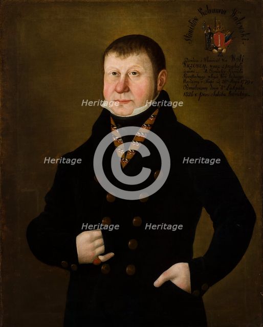 Portrait of Stanislaw Walewski Coat of Arms Kolumna, 1826. Creator: Jakub Rucinski.