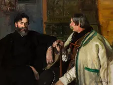 Portrait of Stanislaw Witkiewicz with Wojciech Roj, 1902. Creator: Leon Wyczolkowski