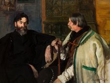 Portrait of Stanislaw Witkiewicz with Wojciech Roj, 1902. Creator: Leon Wyczolkowski