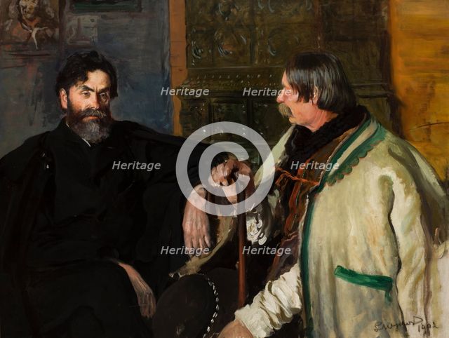 Portrait of Stanislaw Witkiewicz with Wojciech Roj, 1902. Creator: Leon Wyczolkowski.