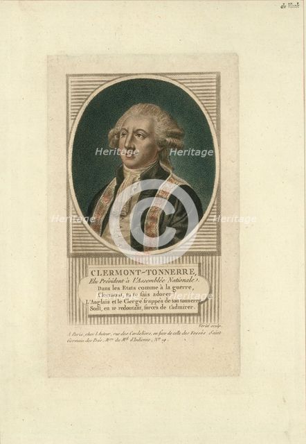Portrait of Stanislas Marie Adélaïde, Comte de Clermont-Tonnerre (1757-1792), c. 1789. Creator: Vérité, Jean-Baptiste (1756-1837).