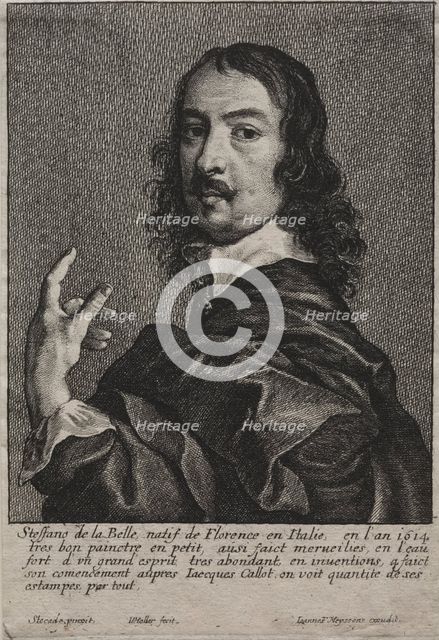 Portrait of Stefano della Bella. Creator: Wenceslaus Hollar (Bohemian, 1607-1677).
