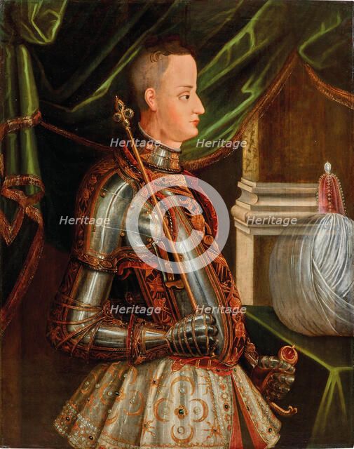 Portrait of Sultan Osman II (1604-1622), in armor with a scepter and..., First third of 17th cen. Creator: Anonymous.