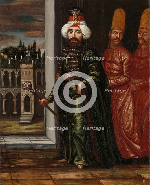 Portrait of Sultan Ahmed III, 1700-1737. Creator: Workshop of Jean Baptiste Vanmour.