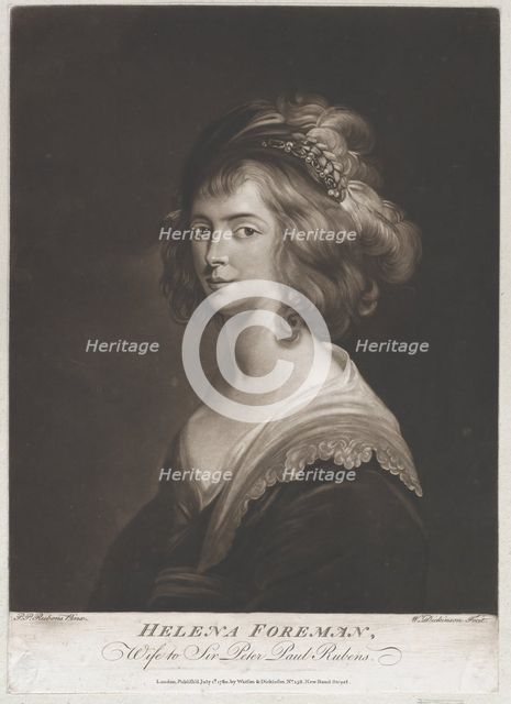 Portrait of Susanna Lunden, sister of Helena Fourment, 1769. Creator: William Pether.