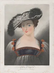 Portrait of Susanna Lunden, wearing wide-brimmed hat with feathers, ca. 1809-35.. Creator: Philibert Louis Debucourt
