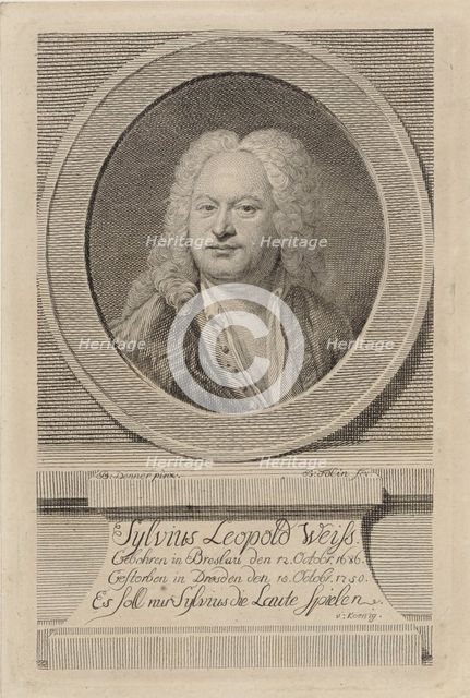 Portrait of Sylvius Leopold Weiss (1686-1750), 1750. Creator: Denner, Balthasar (1685-1749).