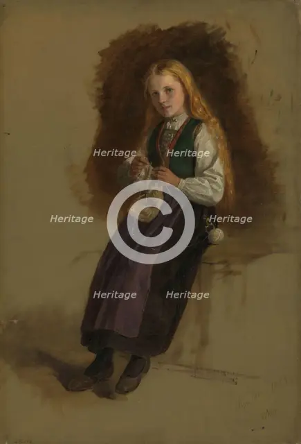 Portrait of Syneve Larsdatter from Vikor, 1873. Creator: Adolph Tidemand.