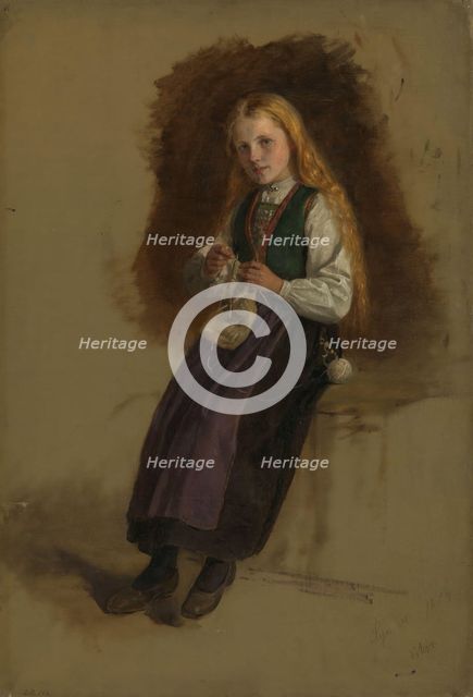 Portrait of Syneve Larsdatter from Vikor, 1873. Creator: Adolph Tidemand.