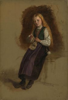 Portrait of Syneve Larsdatter from Vikor, 1873. Creator: Adolph Tidemand