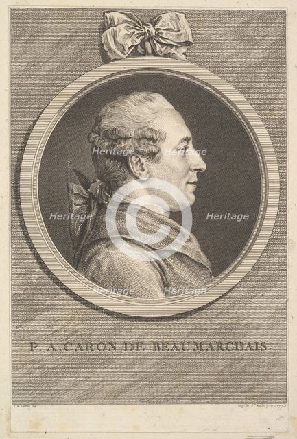 Portrait of P. A. Caron de Beaumarchais, 1773. Creator: Augustin de Saint-Aubin.