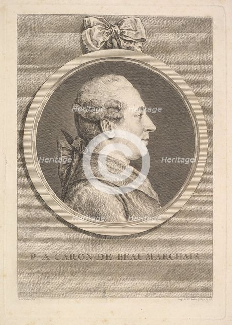 Portrait of P.A. Caron de Beaumarchais, 1773. Creator: Augustin de Saint-Aubin.