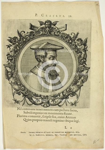 Portrait of P. Crassus, published 1574. Creators: Unknown, Johannes Sambucus.