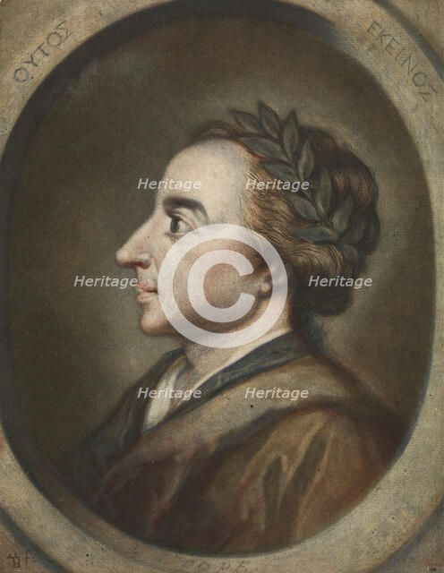 Portrait of poet Alexander Pope (1688-1744), 1744. Creator: Le Blon, Jacques Christophe (1667-1741).