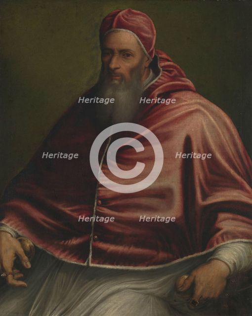 Portrait of Pope Julius III (1478-1555), c. 1550. Creator: Siciolante da Sermoneta, Girolamo (1521-c. 1580).