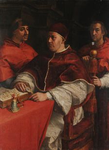 Portrait of Pope Leo X with Cardinals Giulio de Medici and Luigi de Rossi, 1523. Creator: Andrea del Sarto (1486-1531)