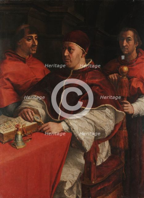 Portrait of Pope Leo X with Cardinals Giulio de' Medici and Luigi de' Rossi, 1523. Creator: Andrea del Sarto (1486-1531).