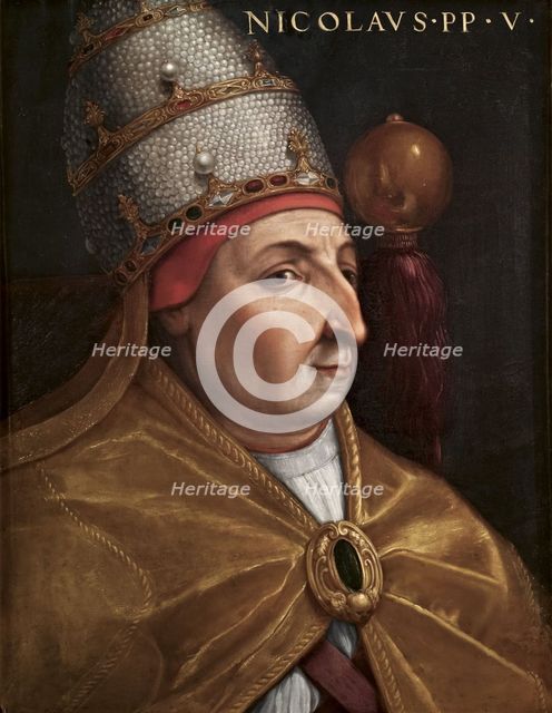 Portrait of Pope Nicholas V (Giovio Series), 1568. Artist: Dell'Altissimo, Cristofano (1525-1605)