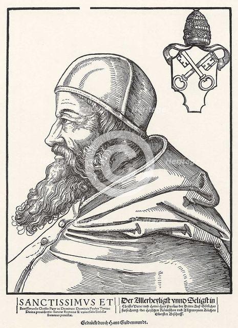 Portrait of Pope Paul III Farnese. Artist: Schoen, Erhard (1491-1592)