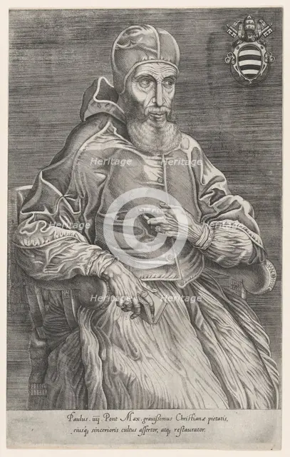 Portrait of Pope Paulus IV, 1530-66., 1530-66. Creator: Nicolas Beatrizet.