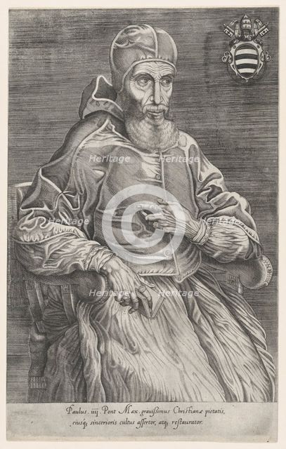 Portrait of Pope Paulus IV, 1530-66., 1530-66. Creator: Nicolas Beatrizet.