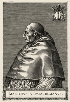 Portrait of Pope Pope Martin V (1368-1431) , 1568. Creator: De Soye, Philippe (1538-1572)