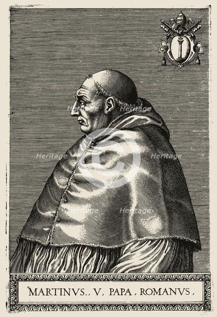 Portrait of Pope Pope Martin V (1368-1431) , 1568. Creator: De Soye, Philippe (1538-1572).